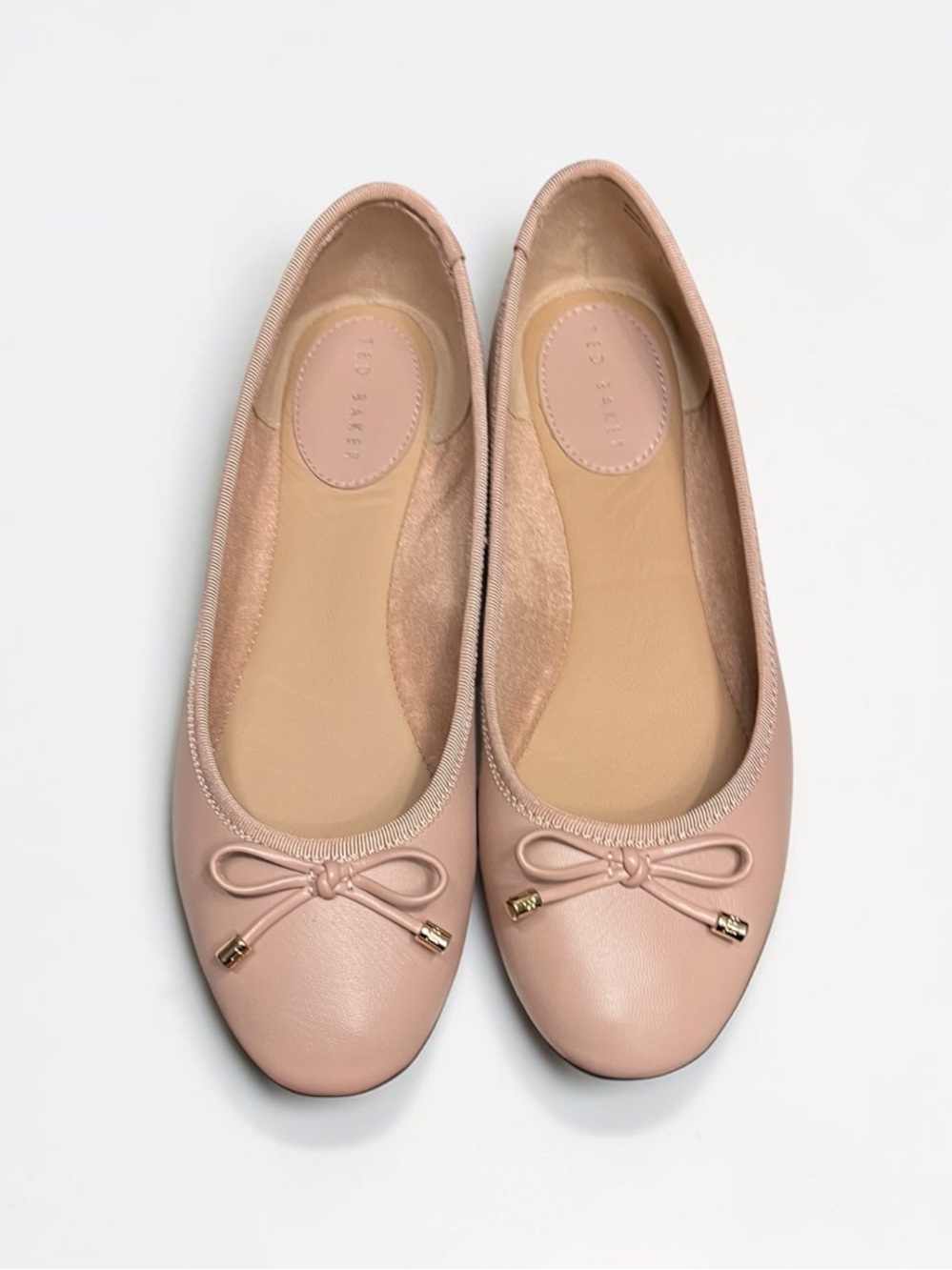 🌻 NEW w/Box Ted Baker pink Ballerina Flats Almond Toe Signature Bow Size 6